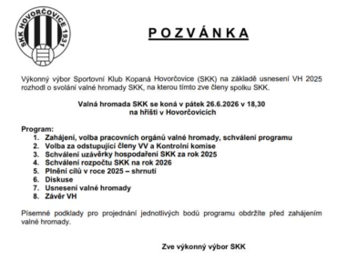 Valná hromada SKK, 2026